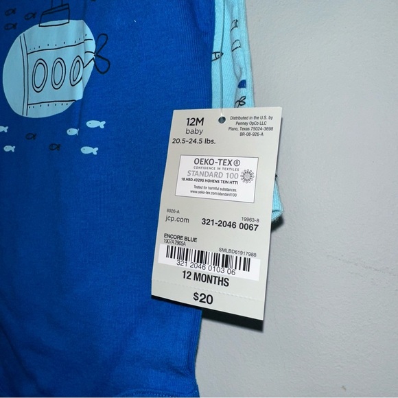 Baby Boy okie dokie Bodysuit &Shorts 2 piece outfit 12M Blue Ocean Sea Submarine - Picture 5 of 8